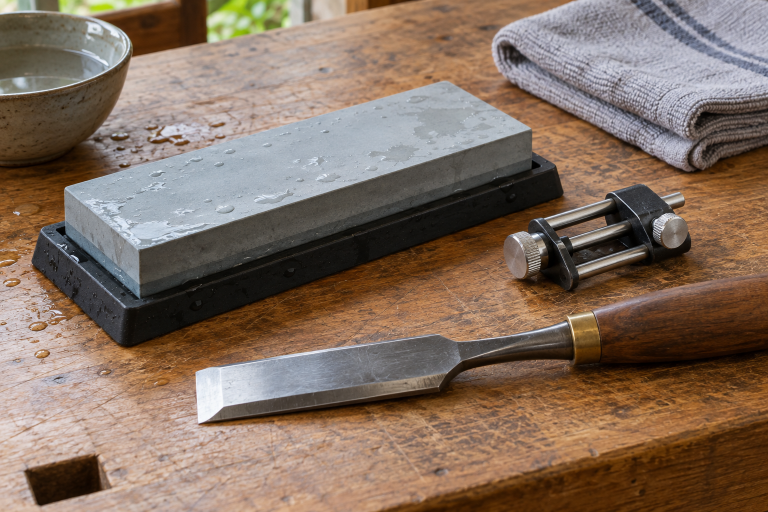 AI-generated editorial illustration of sharpening stone