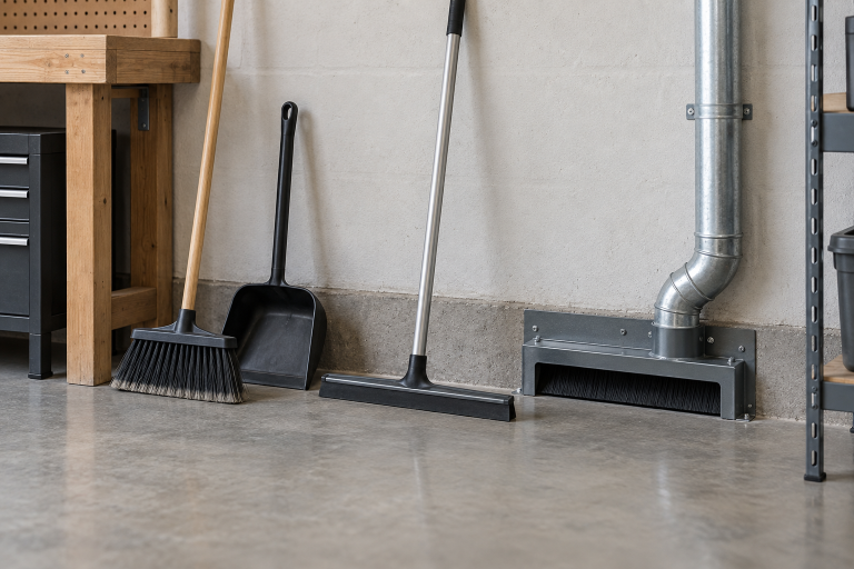 AI-generated editorial illustration of workshop cleaning tools