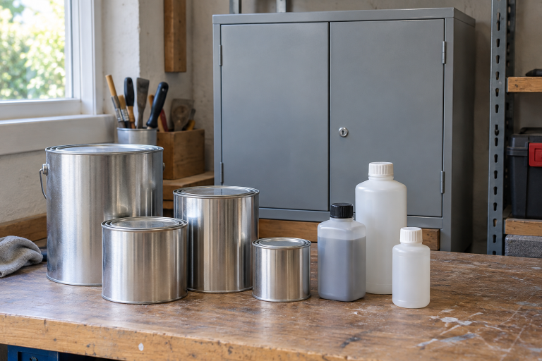 AI-generated editorial illustration of workshop finish storage